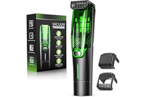 NAUQUOHZ Beard Trimmer for Men: All-in-One Vacuum Mustache Trimmer With Precision Dial,Adjustable 20 Length Setting Premium Facial Hair Groomer with Length Comb USB-C Recharge, Waterproof Wet/Dry Clipper