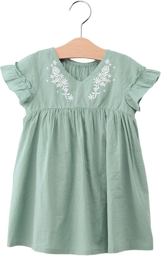 Amazon Co Jp Will Mery ウィルメリー ベビー 刺繍 ワンピース 赤ちゃん ベビー服 子供服 女の子 80 グリーン 服 ファッション小物