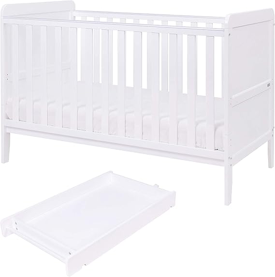rio cot bed with mattress and cot top changer