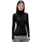 SUUKSESS Women Cashmere Blend Turtleneck Long Sleeve Shirt Fitted Fall Basic Thermal Tops Fall Fashion