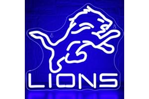 FTMGGDG Football Neon Sign for Wall Decor Dimmable Lions LED Light Up Sign Football Sports Room Decor for Boys Bedroom Light Signs for Man Cave Club Gifts for Sports Fans Men Boys Size 14.6 * 13 inch(FMCP102)