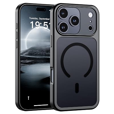 SUPFINE Magnetic for iPhone 17 Pro Case (Compatible with MagSafe)(Military Grade Drop Protection)(Camera Protection) Translucent Matte Shockproof Phone Cover 2025,Black