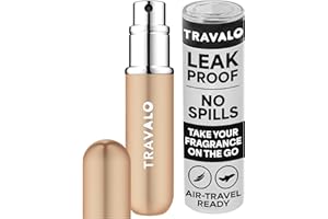 Travalo Classic HD Perfume Atomizer - Leak-Proof and TSA Approved for Air Travel - Reusable, Airtight, Easy-Fill Mini Pump Sprayer - Lightweight, Elegant Design w/ Volume Window - Gold 0.17oz