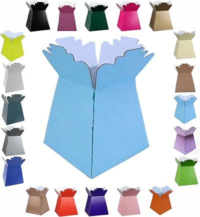 Larryroo Glossy Vibrant Bouquet Box Light Blue 24.5cm Tall 18x18cm