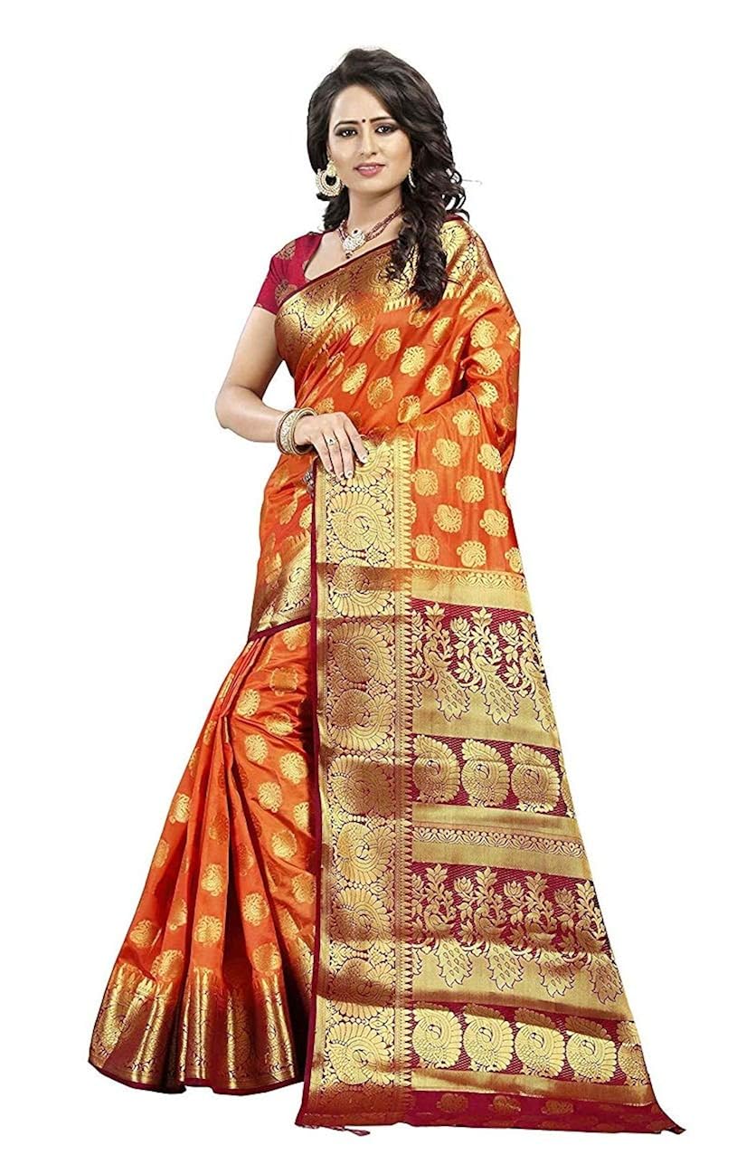 dealsure women's multicolor banarasi saree with blouse piece.