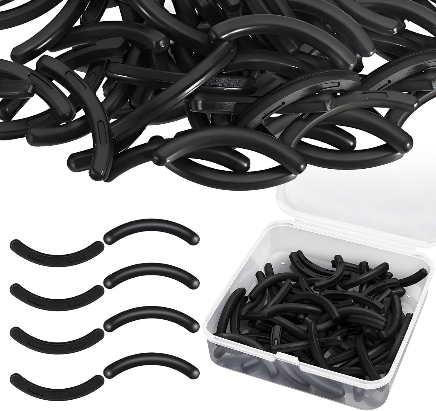 Photo 1 of 100PCS Eyelash Curler Refills, Compatible with Tweezerman (Black)