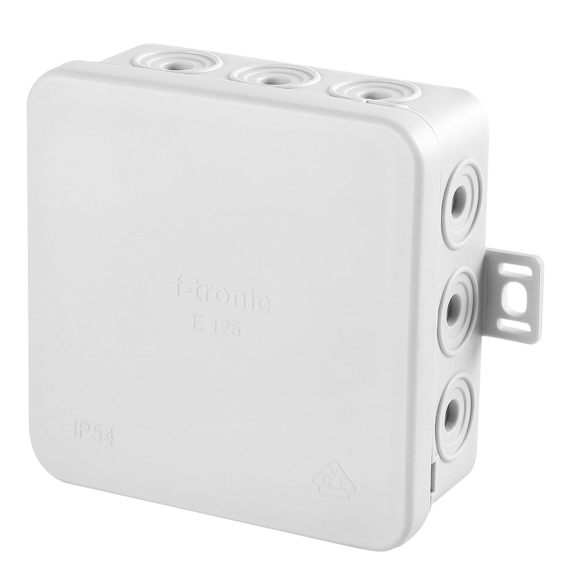 Kopp 340604009 75 x 75 x 40 mm Surface-Mounted for Wet Rooms Splash-Proof Junction IP54 Connection Box with 12 Cable Entrances Grey, Gray, 1 Piece