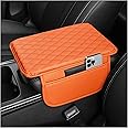 Upgraded Car Center Console Cover,Microfiber Leather Car Armrest Cover Cushion with 2 Storage Bags,Universal Car Armrest Storage Box Car Interior Accessories for Most Cars (Orange)