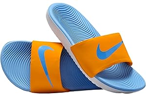 Nike Kawa Big Kids' Slides (Orange Peel/White/University Blue)