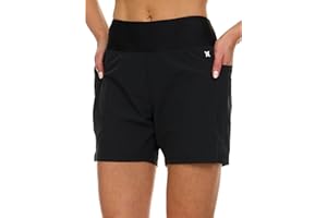 Hurley 5"/7" High Waisted Swim Shorts Women, Board Shorts with Pockets & Inner Liner, Quick Dry Swim Trunk, UPF 50+