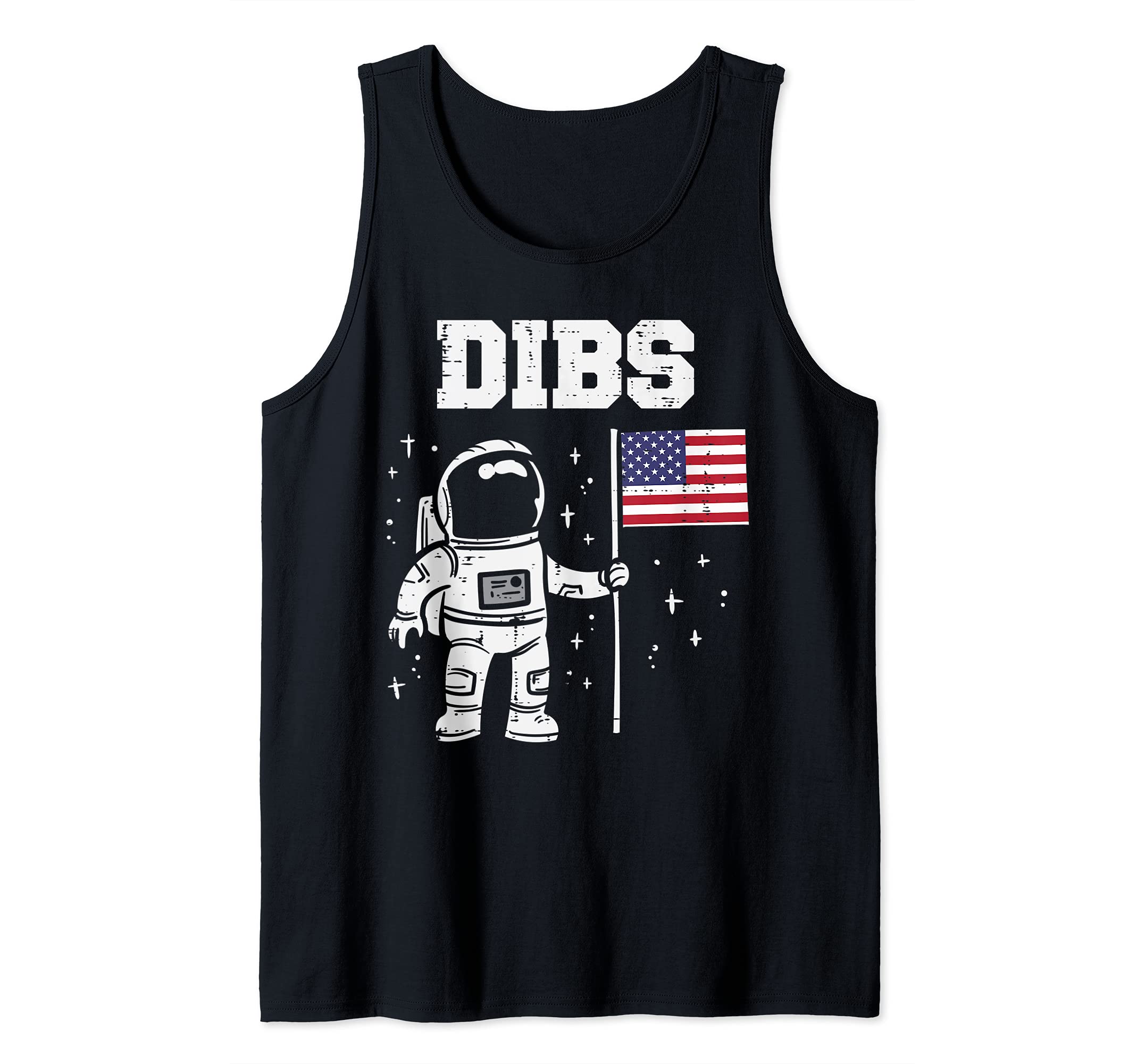 Dibs Moon Astronaut US American Flag Fun 4th Of July Fourth Tank Top