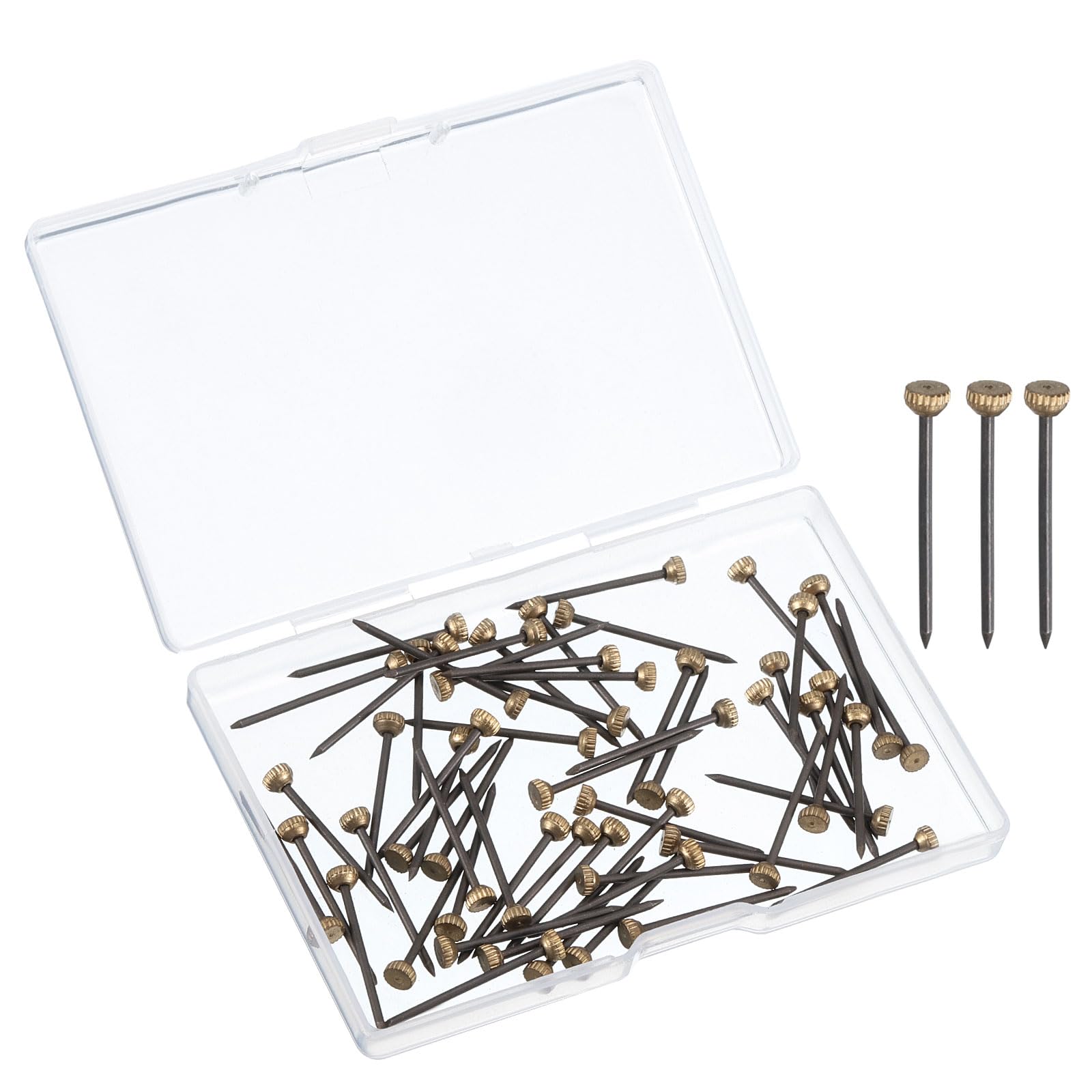 uxcell Picture Hanging Nails, 60pcs - Metal Nails for Hanging Pictures, Boxed Black Copper Head Nails for Hanging Photo Frame