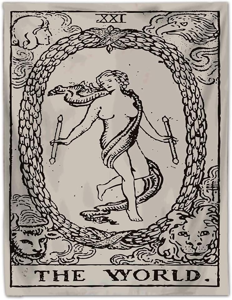 Syesun Tarot Tapestry Bohemian Mandala Mysterious Medieval Europe Divination Beach Wall Hanging Tapestries Home Decor -The Sun, The Moon and The Star (E)