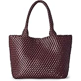 JOTOFIT Woven Shoulder Bag for Women, Fashion Top Handle Soft Vegan Leather Shopper