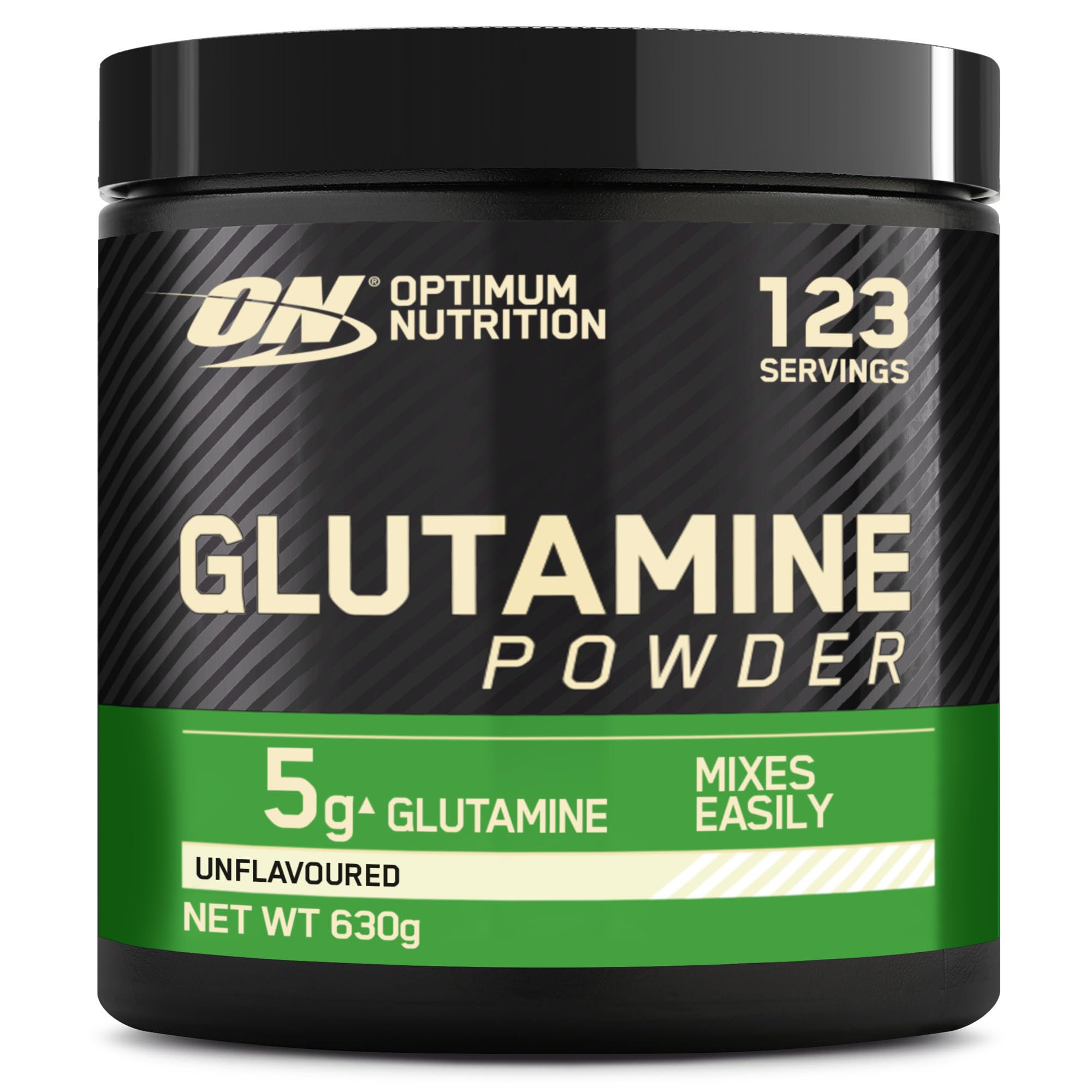 Optimum Nutrition Glutamine Powder, l-Glutamine Amino Acid Powder, Food Supplement, Pre and Post Workout Shake, Unflavoured, 123 Servings, 630 g