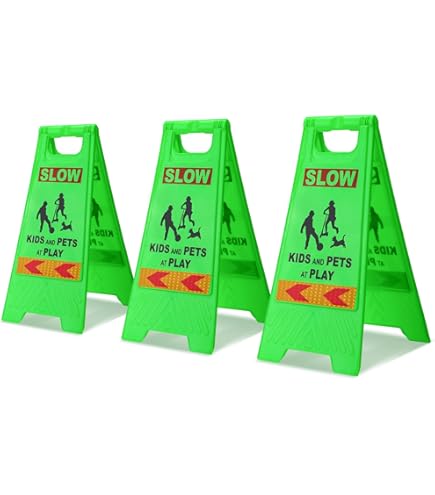 Danoib Lot De 2 Panneaux De Ralentissement, Panneaux « Kids And Pets At Play » En Aluminium Réfléchissant, Faciles à Assembler, Imperméables, Résistants Aux Intempéries, Ne Se Décolorent Pas - 45,7 X