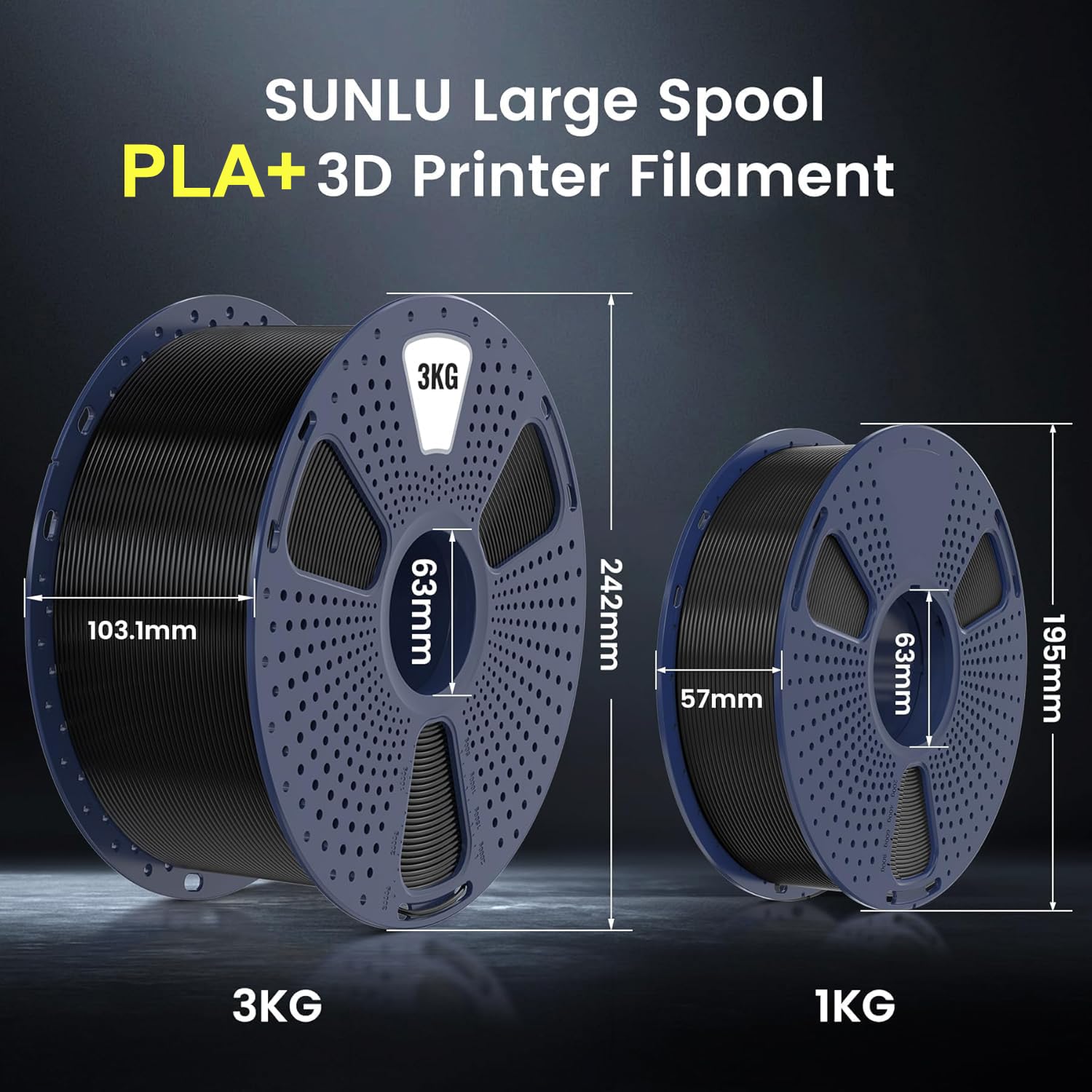 SUNLU Large Spool 3KG PLA Plus Filament, 3D Drucker PLA+ Filament 1.75mm ±0.02 mm, Härter und Stärker, 3kg Spule Rot 2