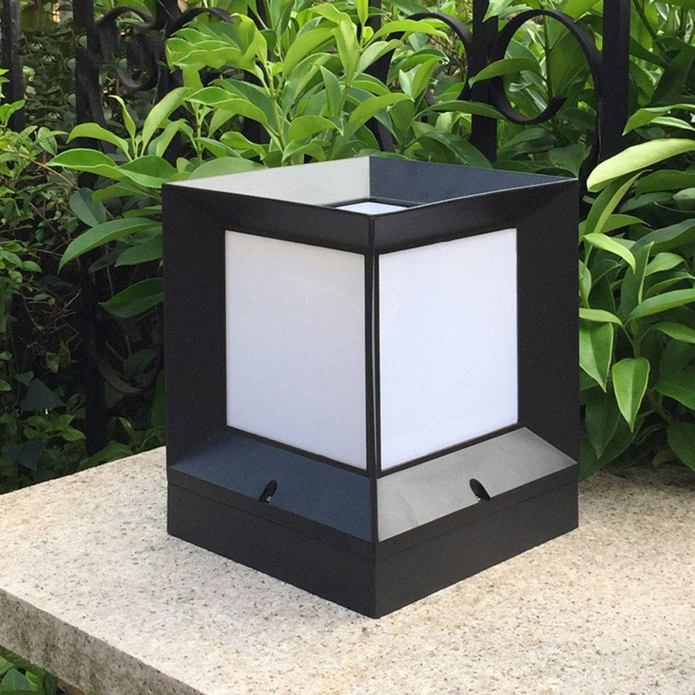 15 Modern E27 Pedestal Pillar Light Cube Design Outdoor Lamps Black Aluminum Acrylic Garden lamp