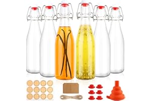 UrSpeedtekLive 6 Pack 12 oz Swing Top Glass Bottles, 375 ML Flip Top Brewing Bottles with Airtight Stopper for Vanilla Extrac