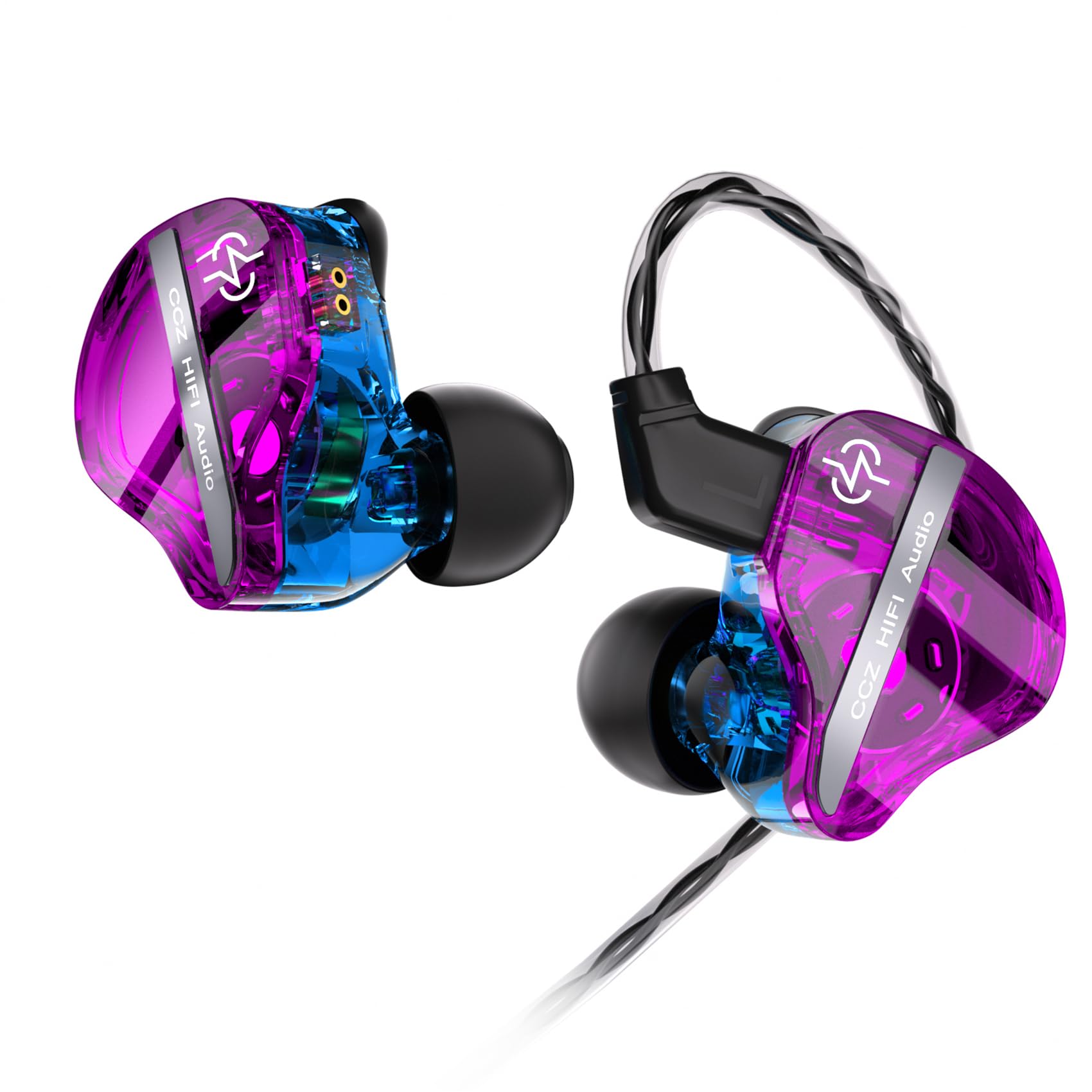 CCZ DC01 PRO HiFi In Ear Monitors Earphone Powerful Bass Diaphragm Pro V-shape Tune Wired Gaming Earbuds Headphones with True 0-Latency Cable HD Microphone for Music Calling Gaming (Purple, no mic) — image 1