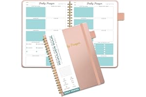 REGOLDEN-BOOK Prayer Journal for Women, Daily Bible Journal, Devotional Journal, Verse Inspirational Writing Spiral Notebook for Christian Gifts, Lasts 6 Months (8.5x5.5”), Rose Gold