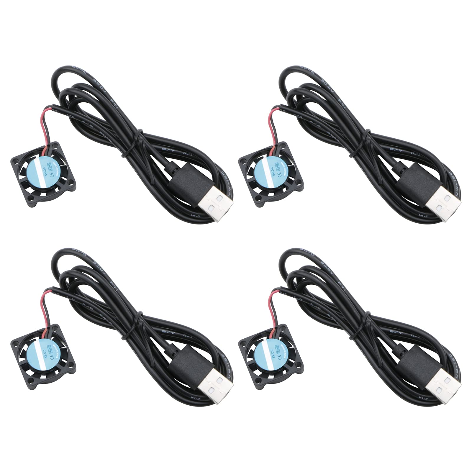 Rowiz Mini 25mm 5V Cooling Fan with USB Interface DC Brushless Fan for PCB/Notebook/Graphics Card/Raspberry Pi/Printer, Pack of 4