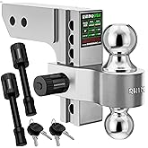 Rhino USA Adjustable Trailer Hitch (Fits 2-Inch Receiver) - Heavy Duty Aluminum Tow Hitches with 6-Inch Drop/Rise for Truck (