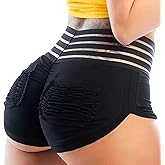 Womens Booty Scrunch Shorts Sexy Butt Lifting Ruched Shorts High Waist Dance Workout Hot Pants with Pockets