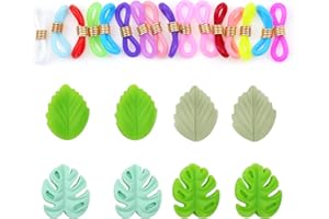 CESUSME 24Pcs Knitting Needle Stoppers, Cute Leaf Knitting Silicone Stoppers, Needle Minder, Knitting Needle Point Protectors for Knitting Crochet Hand DIY Supplies Accessories