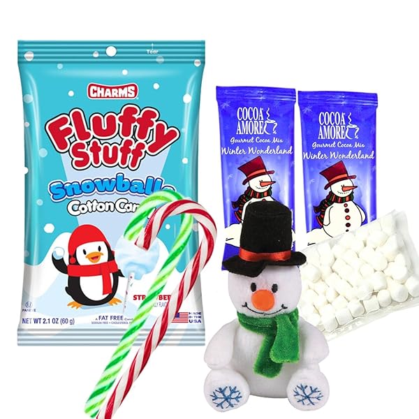 SNOWMAN GIFT SET CHRISTMAS STOCKING STUFFER SNOW DAY GIFT WITH COTTON CANDY SNOWBALLS