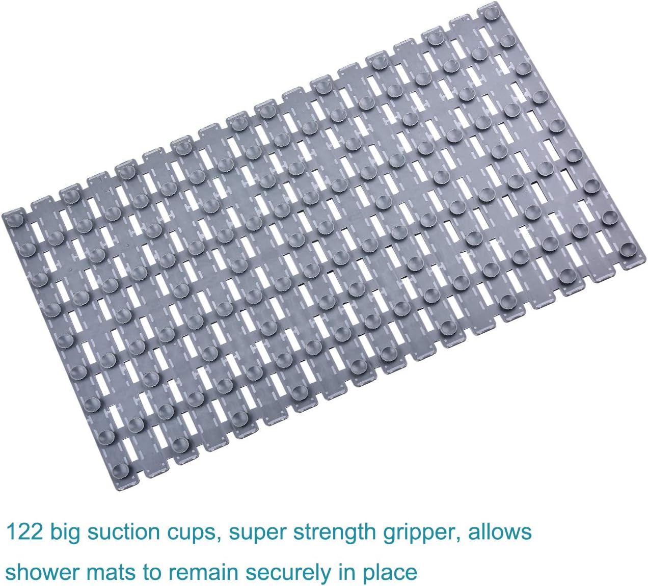 Non Slip Bath Shower Floor Mat with Drain Hole- Anti Slip Bathroom Stall Mat-Gray: Kitchen & Dining