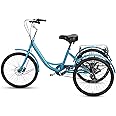 YOXIER Adult Tricycle,3 Wheeled Tricycle for Adults,Cruiser Bike with 7 Speed Load 450 Lbs,Adult Trikes 20 inch Wheels Low Step-Through with Large Basket,Three-Wheeled Bicycles for Women, Men, Senior