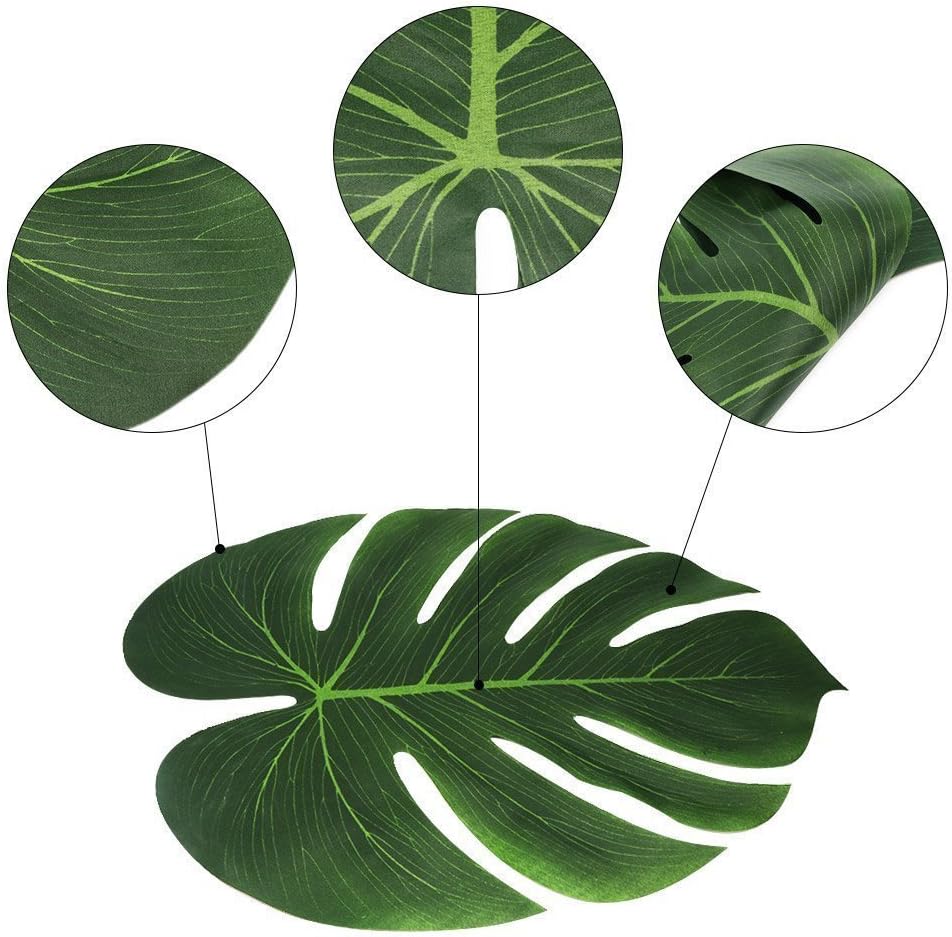 millet16zjh 12Pcs Tropical Monstera Leaves Artificial Plant Wedding Party Hotel Desk Decor Green L