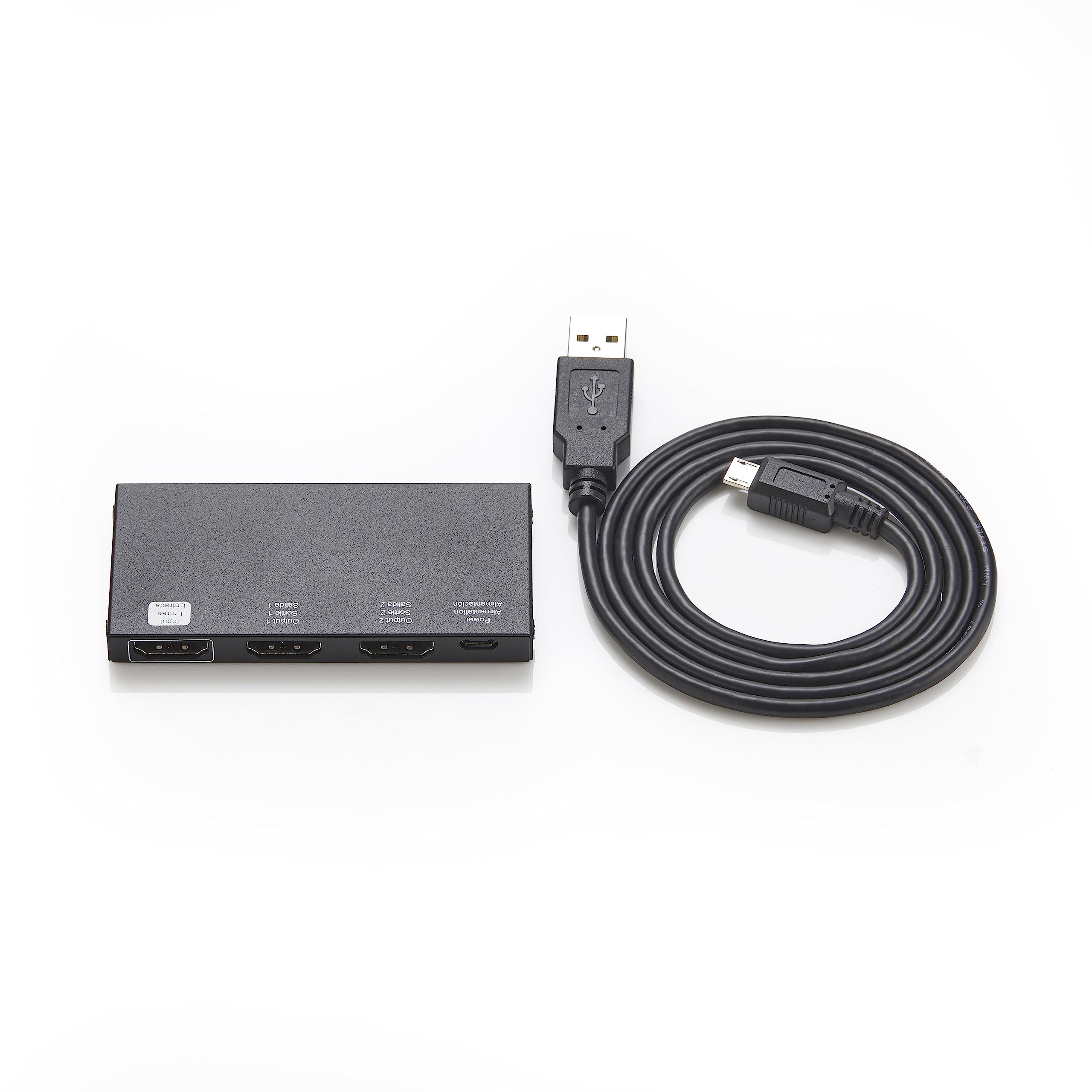 Amazon Basics HDMI Splitter 1 in 2 Out, 4K@60Hz for Dual Monitors, Mirror Only, Black