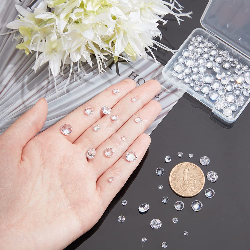 PH PandaHall 120pcs 6 Sizes 3mm-8mm Clear Cubic Zirconia Stone Loose CZ Stones Faceted Cabochons for Earring Bracelet Pendants Jewelry DIY Craft Making