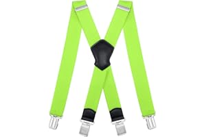 Dresime Suspenders for Men and Women Adjustable X Back 1.57 Inch Wide Elastic Heavy Duty Braces with Strong Metal Clips
