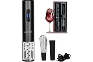NEWLAND DRINKWARE- Rechargeable Electric Wine Bottle Opener With Lockable Foil Cutter, Vacuum Wine Stopper, and Wine Aerator 