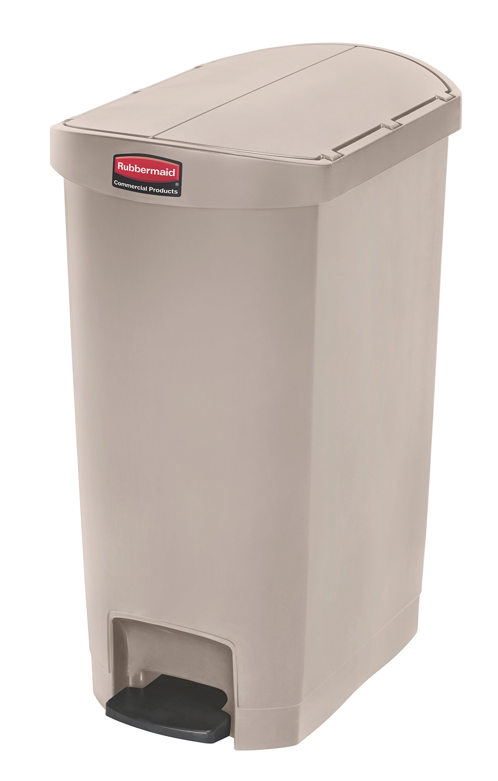 Rubbermaid Commercial Products Slim Jim Step-on Resin End Step Step-On Waste Receptacle Bin 50 Litre Beige 1883459