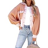 chouyatou Women's Cropped Waffle Knit Jacket Boyfriend Button Down Shirt Shacket Tops