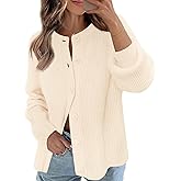 MEROKEETY Women's Winter Fall Long Sleeve Cardigan Sweater 2026 Crew Neck Button Open Front Chunky Knit Outfits
