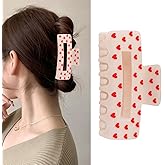 Love Hair Claws for Women Valentine’s Day White Hair Claw Clips Large Red Claw Barrettes for Thick Red Heart Hair Accessories for Valentines Party Christmas Presents Non-slip Claw Hairpins 1Pcs