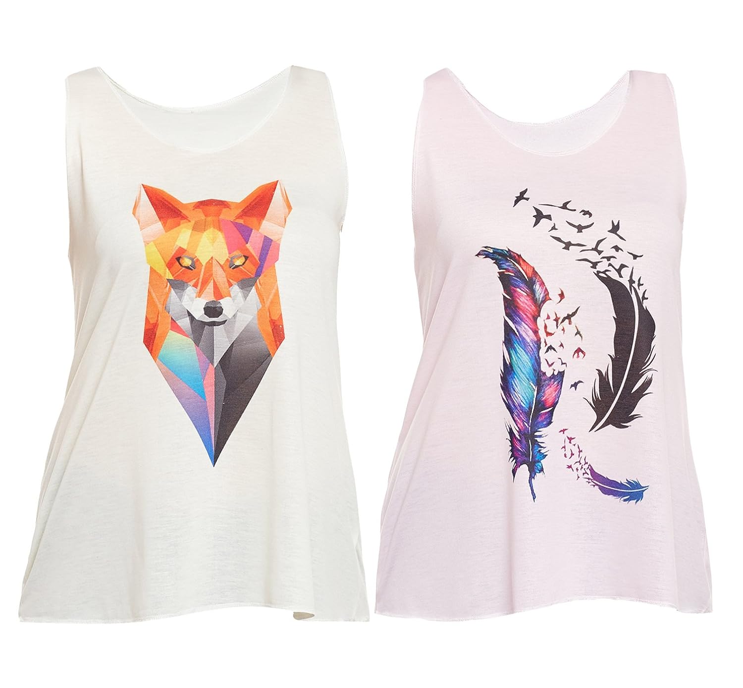 vimal beige,pink printed tank tops for women(pack of 2)