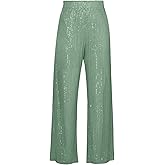Aelidiya Women's Glitter Sequin Long Loose Pants Bling Party Clubwear Elastic Casual Pants