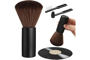 Ziliny 3 Pcs Vinyl Record Cleaning Brush Wooden Anti Static Dust Record Vinyl Cleaner Kit Player Accessories Gift for Music Lovers(Black)