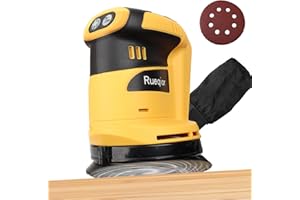 RUEQIOR Random Orbit Sander for DEWALT 20v Battery(Tool Only),Brushless Motor 6 Variable Speed Orbital Hand Sander with Dust Collector for Woodworking Sanding and Polishing