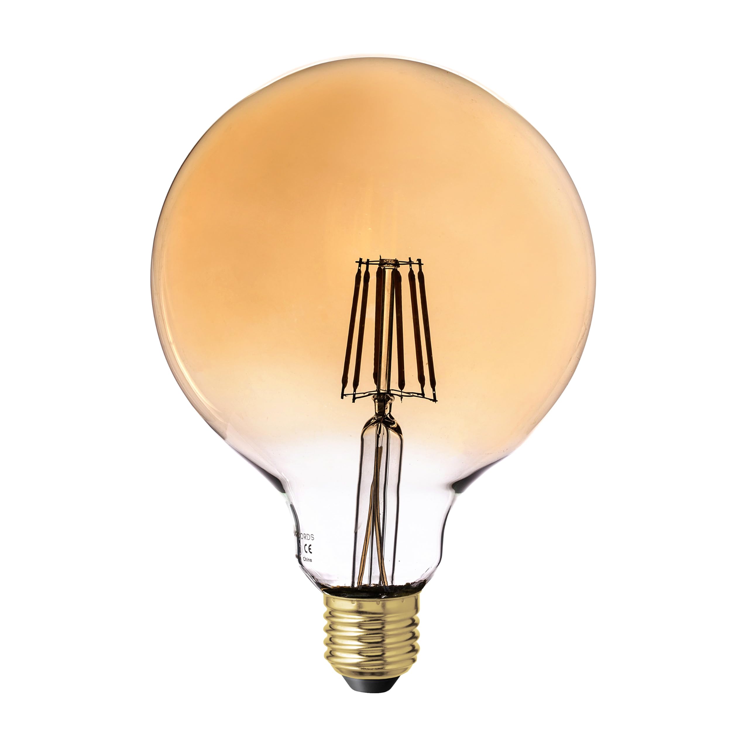 AMARCORDS - Led Bulb, Warm Light 2500K, Amber Glass Guy Globe, E27, 7W
