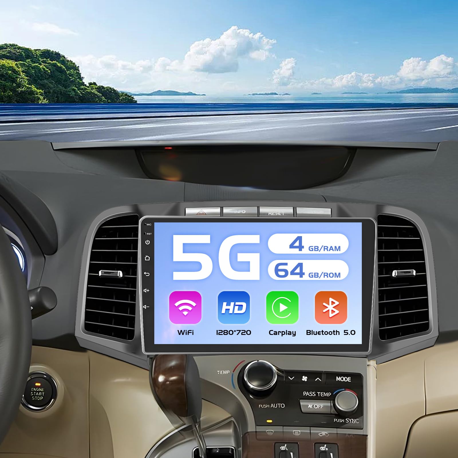 Photo 1 of [Fit J-B-L] Car Stereo Radio for Toyota Venza 2008-2016 with Wireless Carplay Android Auto, 4+64G 9 inch Thouch Screen Bluetooth Radio with GPS WiFi AHD Backup Camera 32EQ