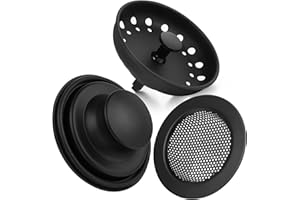 CARRY360 Kitchen Sink Drain Strainer 3 Pack Stainless Steel Sink Stopper, Anti-Clogging Kitchen Sink Drain Basket for Kitchen Sink Strainer Replacement Set (Black, 3 Pack)
