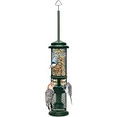 Squirrel Buster Nut Truly Squirrel-Proof Bird Feeder | For Shelled Peanuts, Suet Nuggets, Striped Sunflower &amp; Dried Fruit, 1.3lb Capacity with 2 Interchangeable Meshes