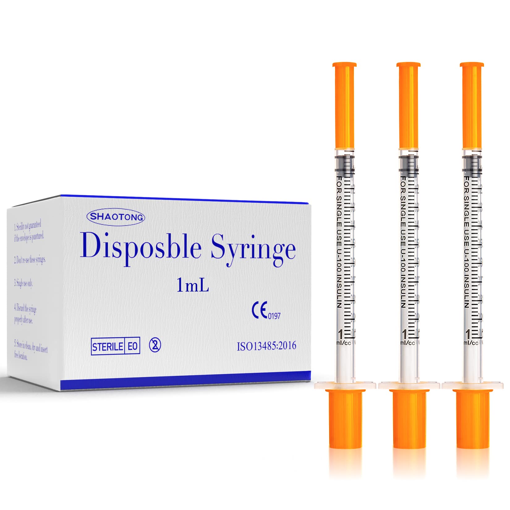 Photo 1 of 1ml/cc Syringe with 30 Gauge 1/2 Inch 13mm Needle Lab Disposable Sample Syringes, 100 Pack